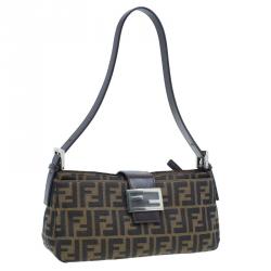 Fendi Brown Tobacco Zucca Long Baguette Shoulder Bag
