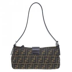 Fendi Brown Tobacco Zucca Long Baguette Shoulder Bag