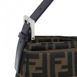Fendi Brown Tobacco Zucca Long Baguette Shoulder Bag