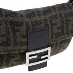 Fendi Wool Zucca Baguette Shoulder Bag