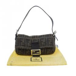 Fendi Wool Zucca Baguette Shoulder Bag