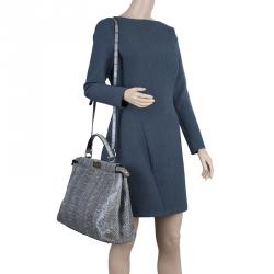 Fendi Grey Python Leather Large Peekaboo Bag