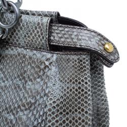 Fendi Grey Python Leather Large Peekaboo Bag