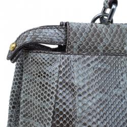 Fendi Grey Python Leather Large Peekaboo Bag