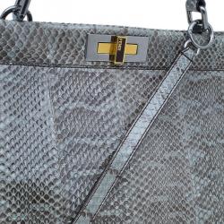 Fendi Grey Python Leather Large Peekaboo Bag