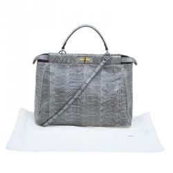 Fendi Grey Python Leather Large Peekaboo Bag