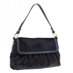 Pre Owned Fendi Dark Brown Pony Hair Chef Shoulder Bag