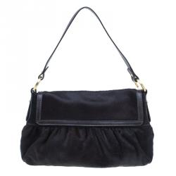 Pre Owned Fendi Dark Brown Pony Hair Chef Shoulder Bag