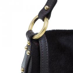 Pre Owned Fendi Dark Brown Pony Hair Chef Shoulder Bag