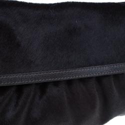 Pre Owned Fendi Dark Brown Pony Hair Chef Shoulder Bag