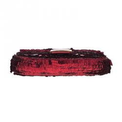 Fendi Red Sequin Baguette Shoulder Bag