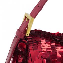 Fendi Red Sequin Baguette Shoulder Bag