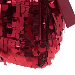 Fendi Red Sequin Baguette Shoulder Bag