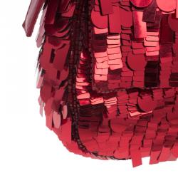 Fendi Red Sequin Baguette Shoulder Bag