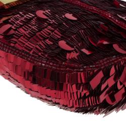 Fendi Red Sequin Baguette Shoulder Bag