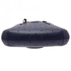 Pre Owned Fendi Blue Perforated Leather B Fab Bag