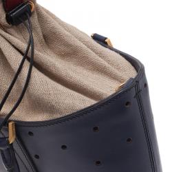 Pre Owned Fendi Blue Perforated Leather B Fab Bag