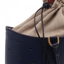 Fendi Blue Perforated Leather B Fab Bag
