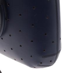 Pre Owned Fendi Blue Perforated Leather B Fab Bag