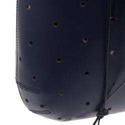 Fendi Blue Perforated Leather B Fab Bag