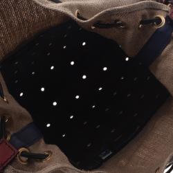 Pre Owned Fendi Blue Perforated Leather B Fab Bag