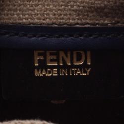 Pre Owned Fendi Blue Perforated Leather B Fab Bag