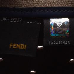 Pre Owned Fendi Blue Perforated Leather B Fab Bag