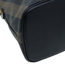 Fendi Black/Brown Canvas Pequin Medium Satchel Bag
