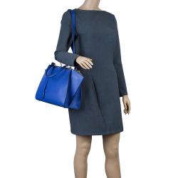 Pre Owned Fendi Blue Calfskin Leather 3Jours Tote Bag with Wallet