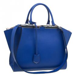 Pre Owned Fendi Blue Calfskin Leather 3Jours Tote Bag with Wallet