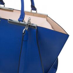Pre Owned Fendi Blue Calfskin Leather 3Jours Tote Bag with Wallet