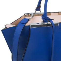 Pre Owned Fendi Blue Calfskin Leather 3Jours Tote Bag with Wallet