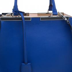Pre Owned Fendi Blue Calfskin Leather 3Jours Tote Bag with Wallet