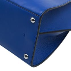 Pre Owned Fendi Blue Calfskin Leather 3Jours Tote Bag with Wallet