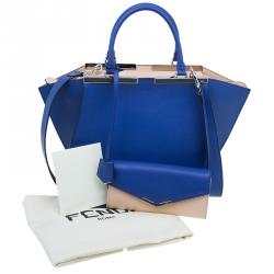 Pre Owned Fendi Blue Calfskin Leather 3Jours Tote Bag with Wallet