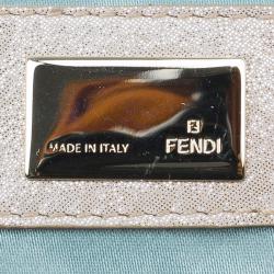 Pre Owned Fendi Metallic Beige Leather Cutout Handle Clutch