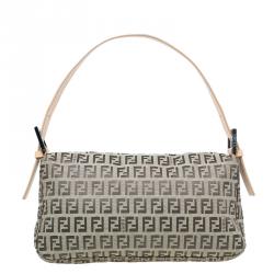 Fendi Beige and brown Zucchino Baguette Shoulder Bag