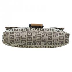 Fendi Beige and brown Zucchino Baguette Shoulder Bag