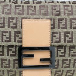 Fendi Beige and brown Zucchino Baguette Shoulder Bag