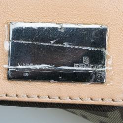 Fendi Beige and brown Zucchino Baguette Shoulder Bag