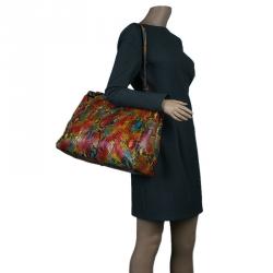 Pre Owned Fendi Multicolor Python Leather Large Peekaboo Tote Bag