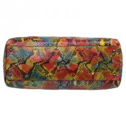 Pre Owned Fendi Multicolor Python Leather Large Peekaboo Tote Bag