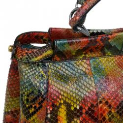 Pre Owned Fendi Multicolor Python Leather Large Peekaboo Tote Bag