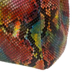 Pre Owned Fendi Multicolor Python Leather Large Peekaboo Tote Bag