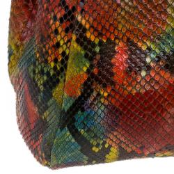 Pre Owned Fendi Multicolor Python Leather Large Peekaboo Tote Bag