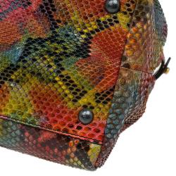 Pre Owned Fendi Multicolor Python Leather Large Peekaboo Tote Bag