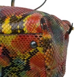 Pre Owned Fendi Multicolor Python Leather Large Peekaboo Tote Bag