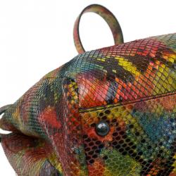 Pre Owned Fendi Multicolor Python Leather Large Peekaboo Tote Bag