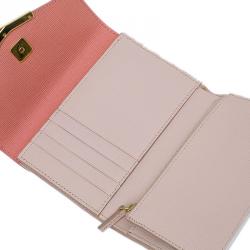 Pre Owned Fendi Peach and White Leather '2Jours' Small Envelope Wallet