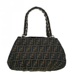Pre Owned Fendi Brown Zucca Canvas Small Mia Shoulder Bag